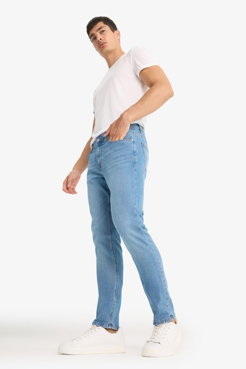 Erkek Mavi Carlo Skinny Fit Ekstra Dar Kalıp Normal Bel Ekstra Dar Paça Jean Pantolon
