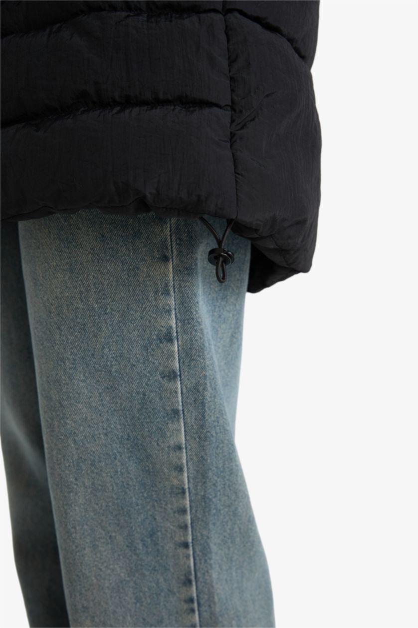 Женщины Черный Водонепроницаемая куртка-парка Relax Fit с капюшоном