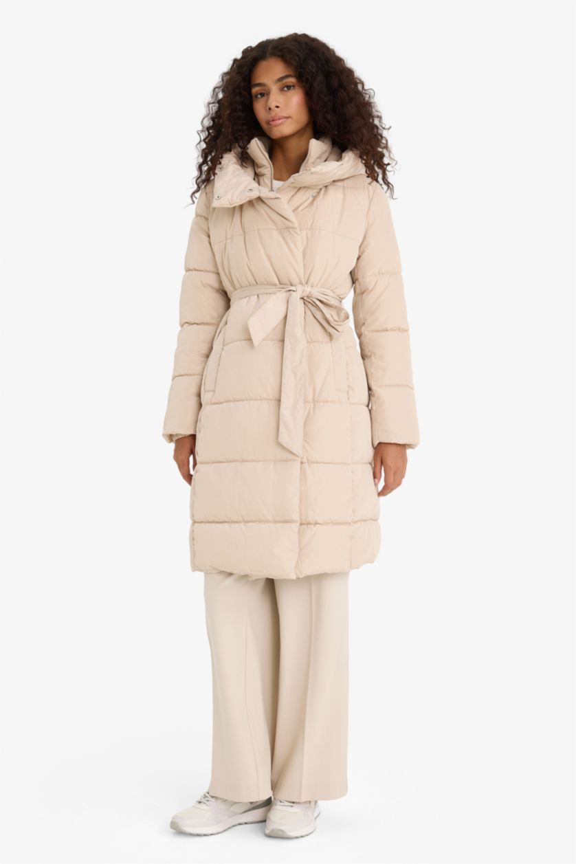 Женщины Бежевый Водонепроницаемая куртка-парка Regular Fit с капюшоном