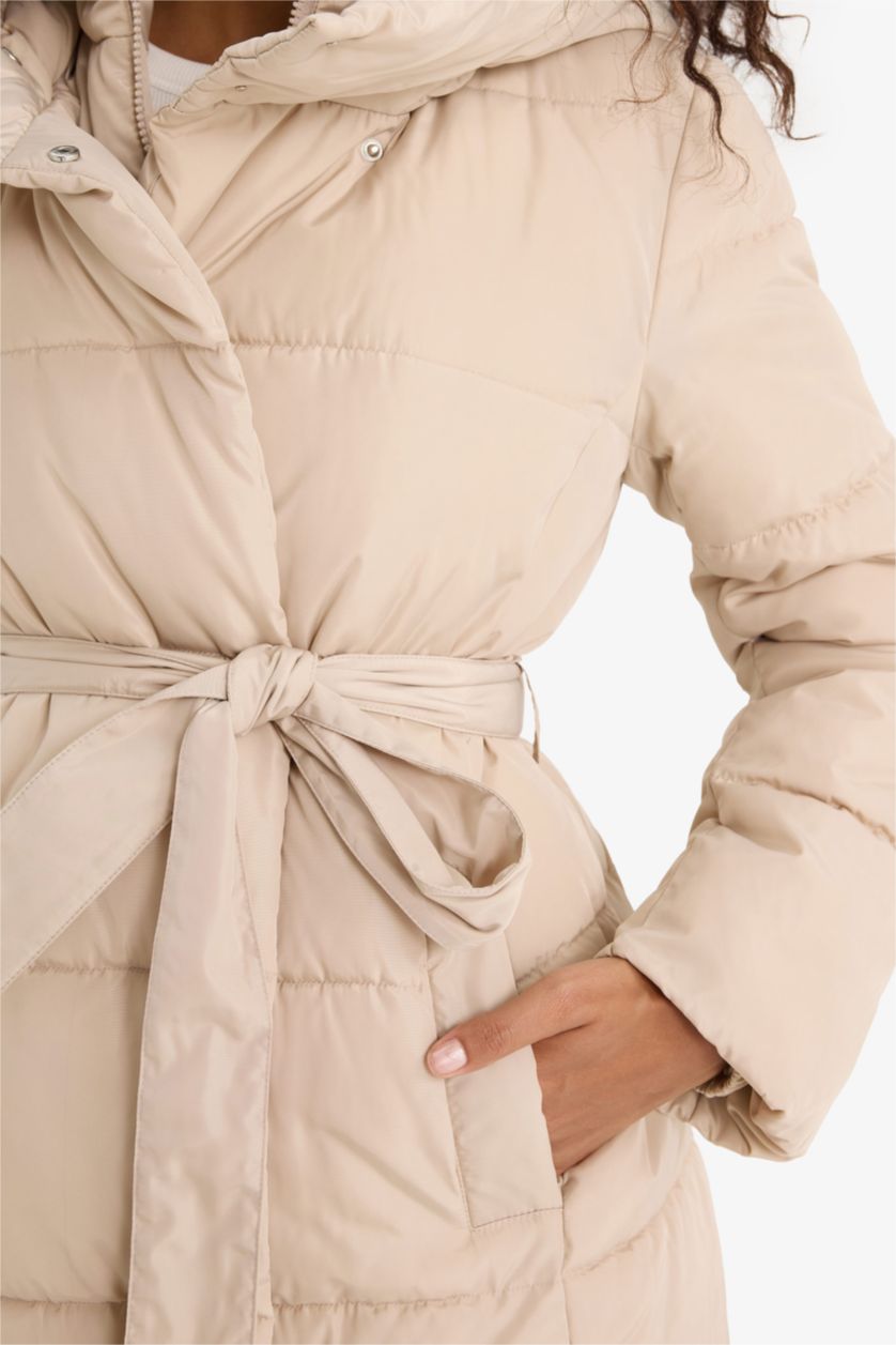 Женщины Бежевый Водонепроницаемая куртка-парка Regular Fit с капюшоном