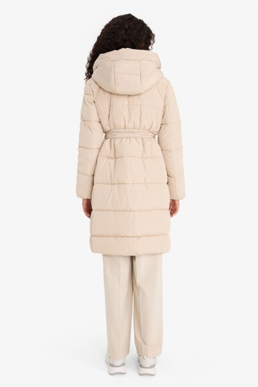 Женщины Бежевый Водонепроницаемая куртка-парка Regular Fit с капюшоном