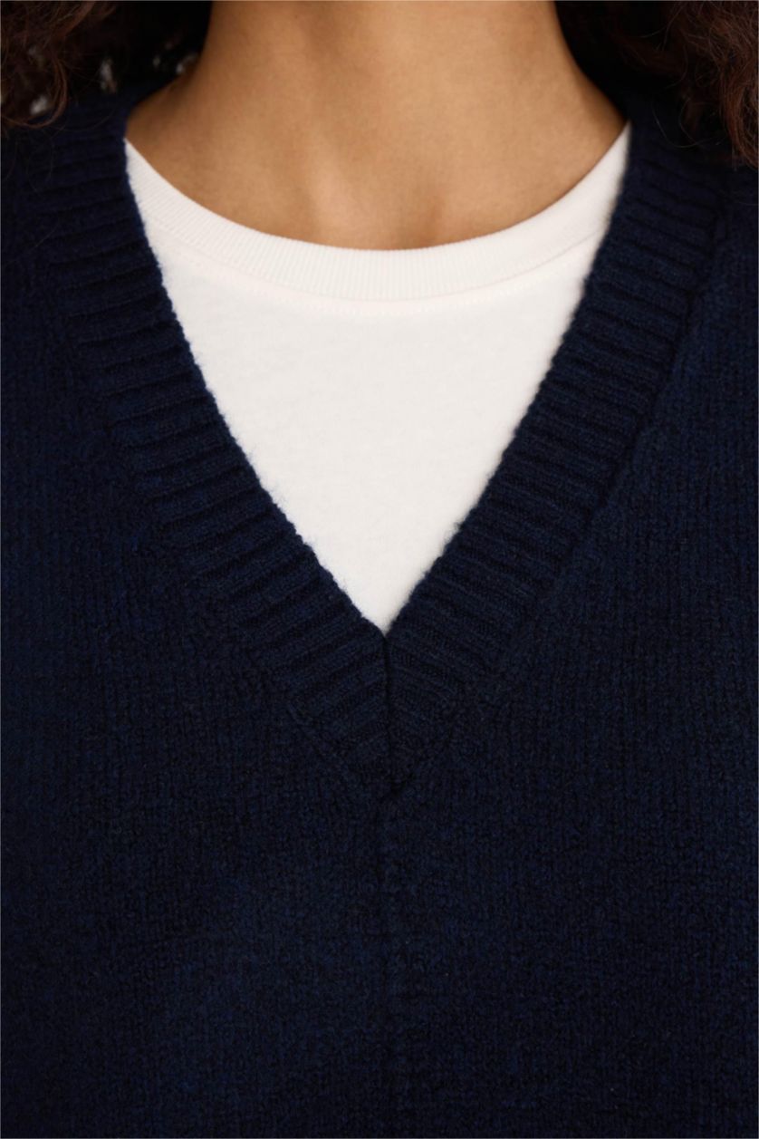 FEMME Marin Pull sans manches à col V Coupe régulière