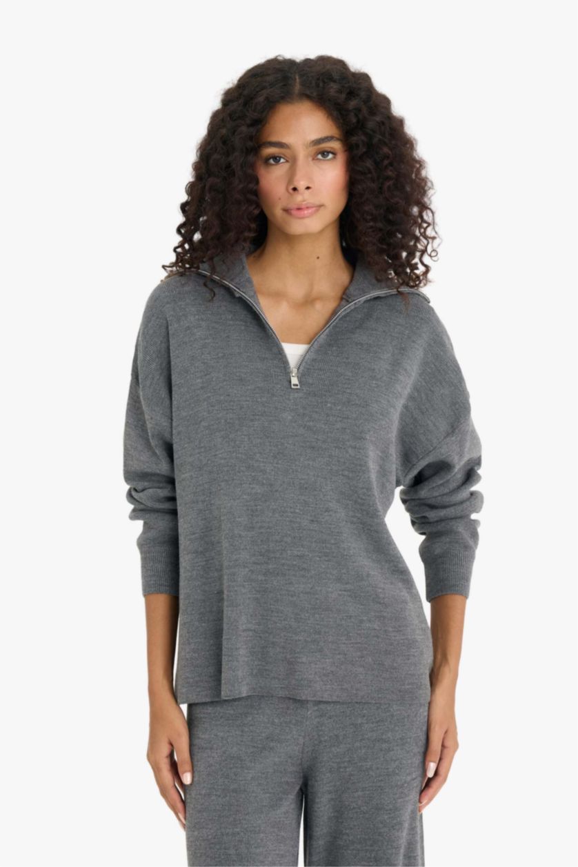 نساء أنثرا Regular Fit Half Zip-Up Pullover