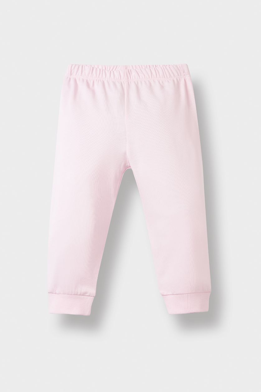 Baby Girl Light Pink Baby Girl Rabbit Printed Cotton Top Bottoms 2 Piece Pajama Set