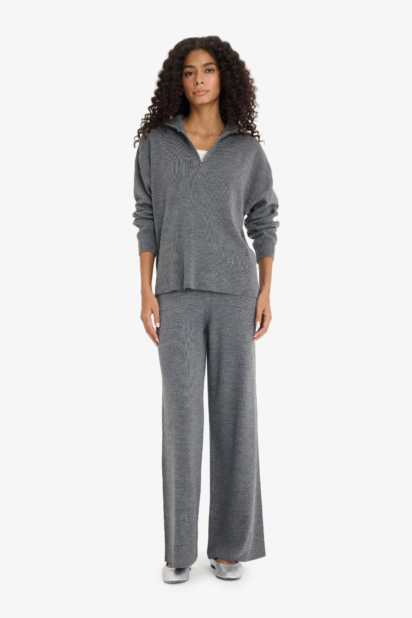 حريمي أنثرا بنطلون تريكو وايد ليج برجل واسع