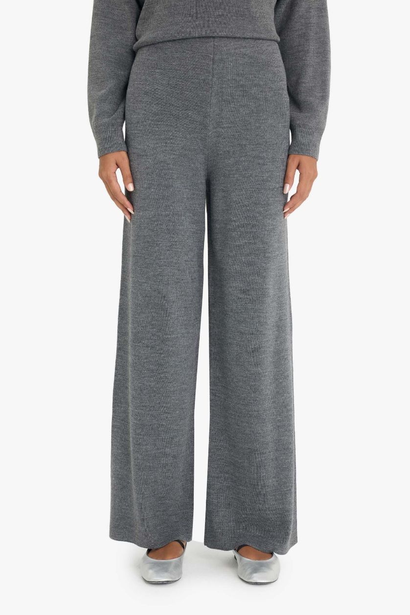 حريمي أنثرا بنطلون تريكو وايد ليج برجل واسع