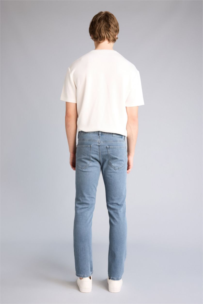 Erkek Mavi Gri Pedro Slım Fıt Dar Paça Jean Pantolon