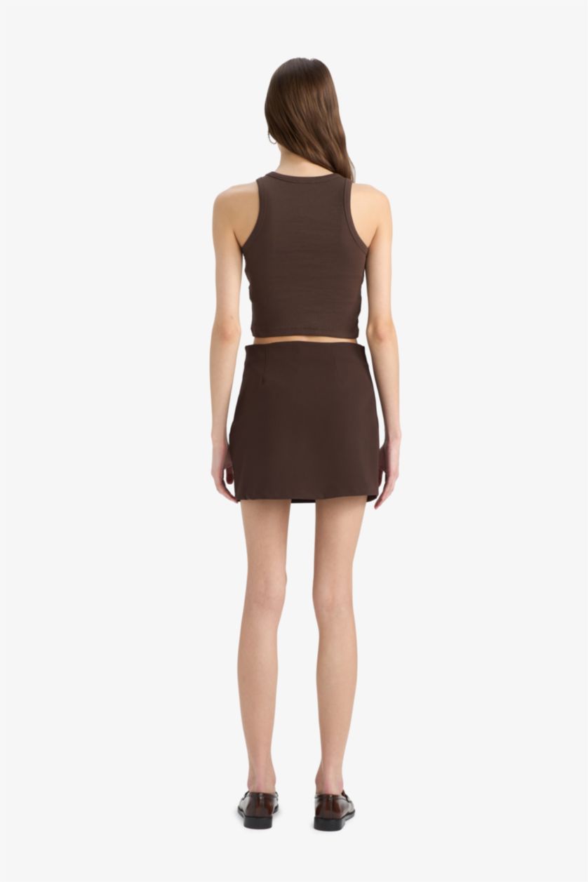 WOMAN Brown High Waist Mini Skirt
