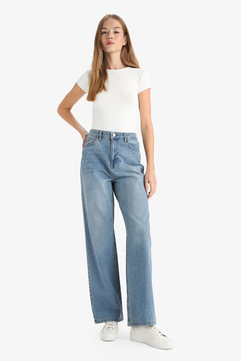 WOMAN Blue 90's Wide Leg High Waist Long Jeans