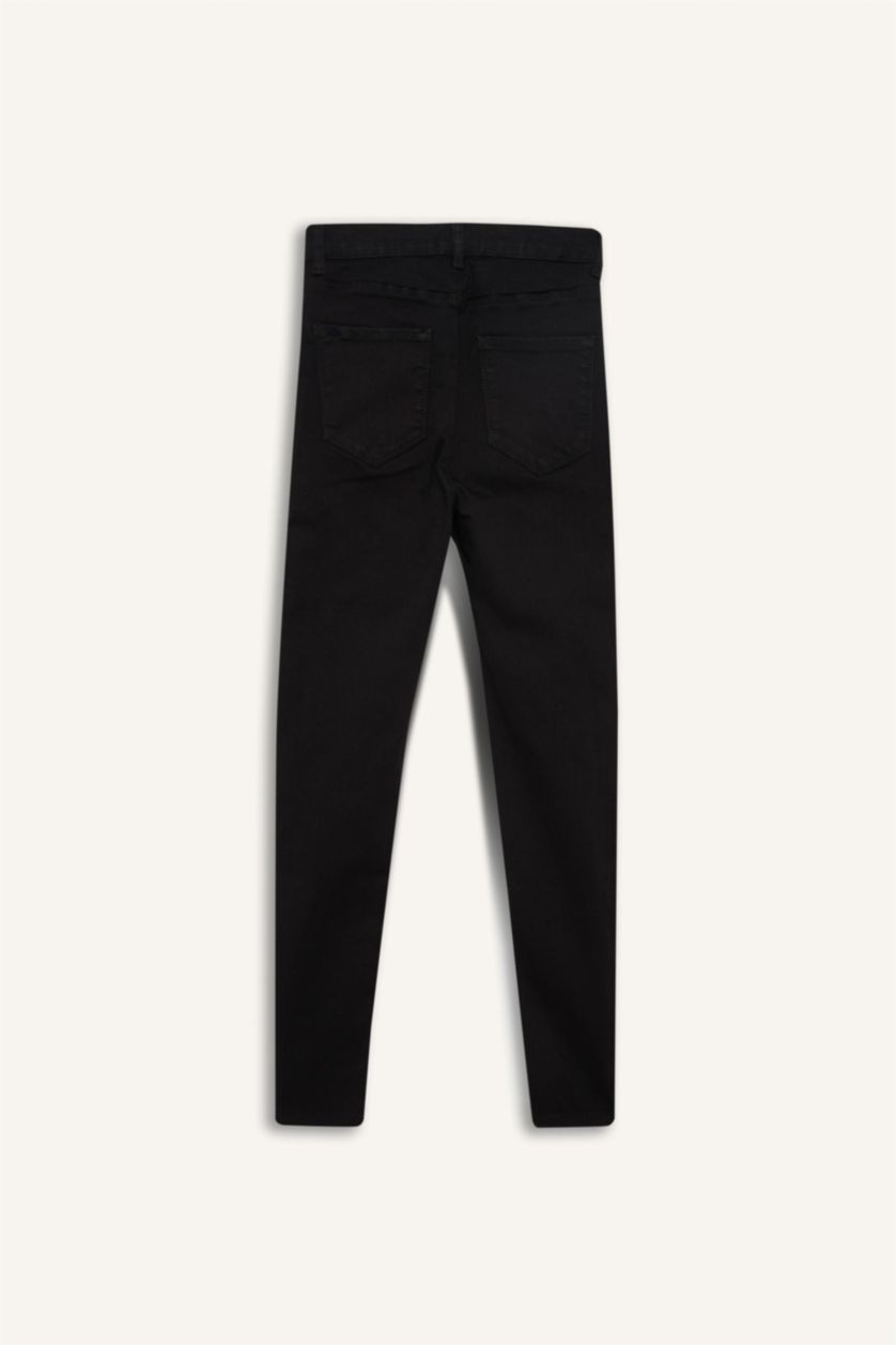 حريمي أسود بنطلون جينز كروب وايد ليج برجل واسع وخصر عالي