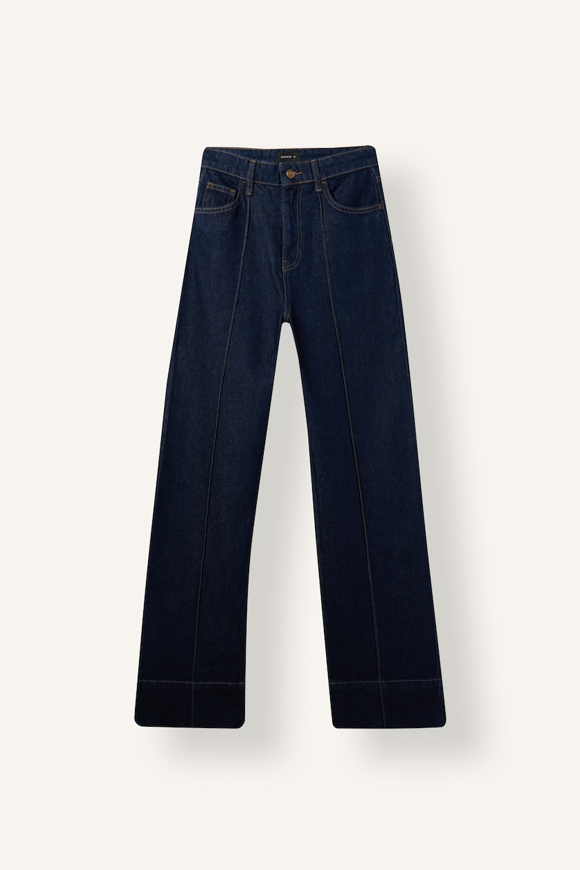 WOMAN Blue Black High Waist Trousers