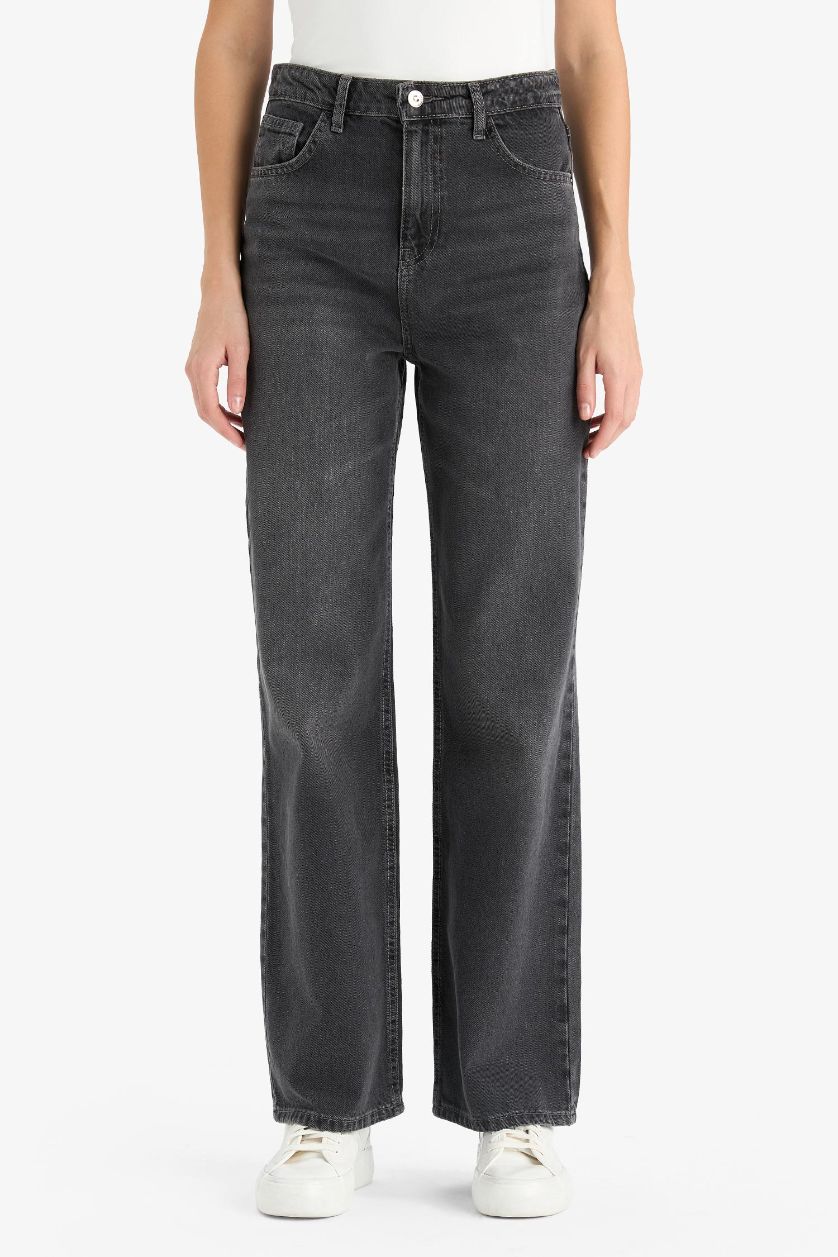 WOMAN Anthracite 90's Wide Leg High Waist Jeans