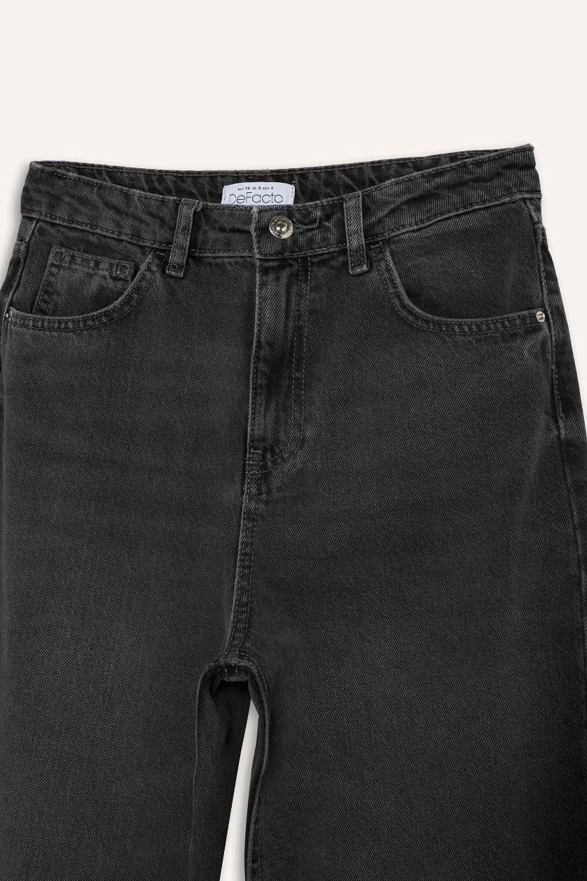 Woman Anthracite 90's Wide Leg High Waist Long Jeans