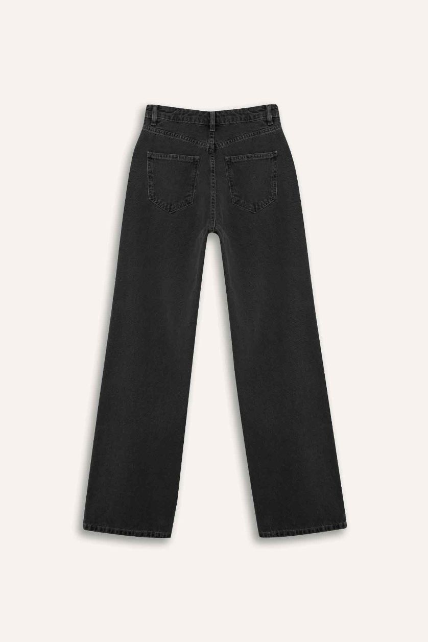 Woman Anthracite 90's Wide Leg High Waist Long Jeans
