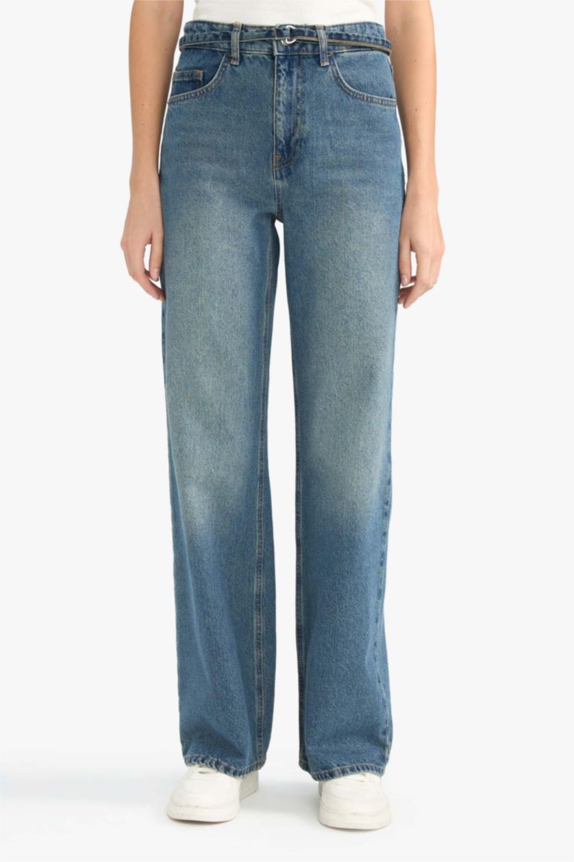 Women Blue High Waist Trousers