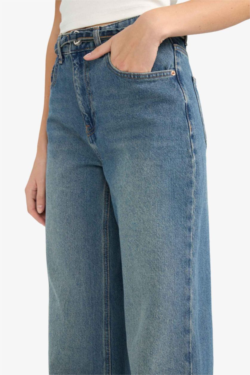 Women Blue High Waist Trousers