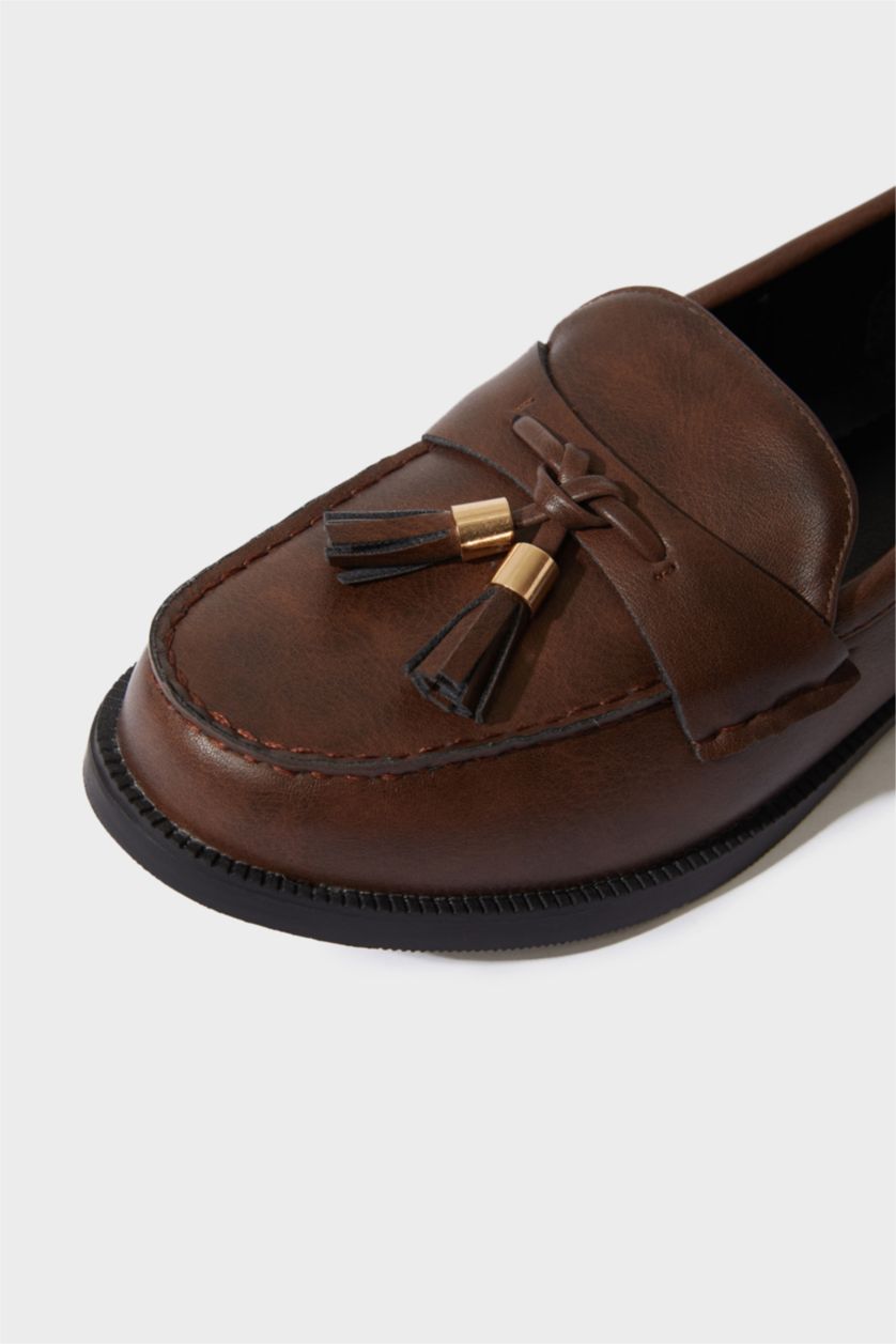 حريمي أسود شوز لوفر حريمي جلد صناعي بكعب مسطح