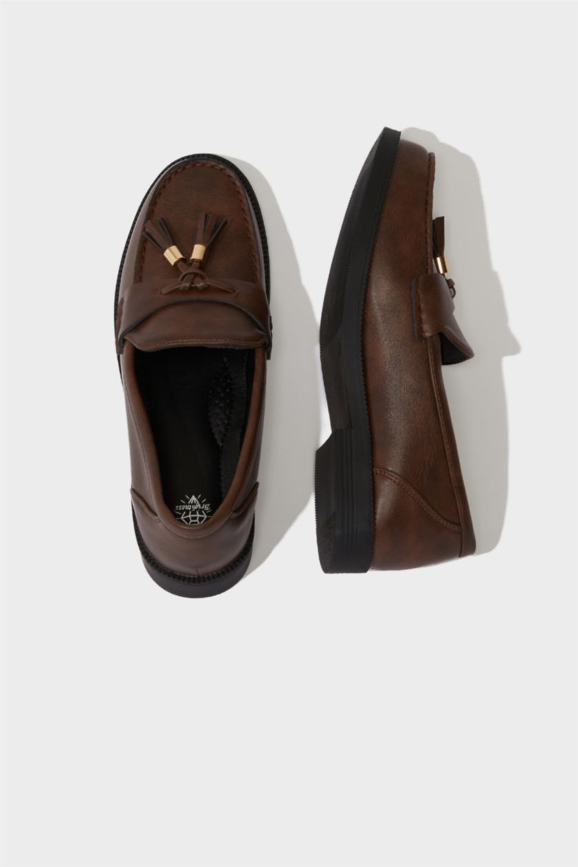 حريمي أسود شوز لوفر حريمي جلد صناعي بكعب مسطح