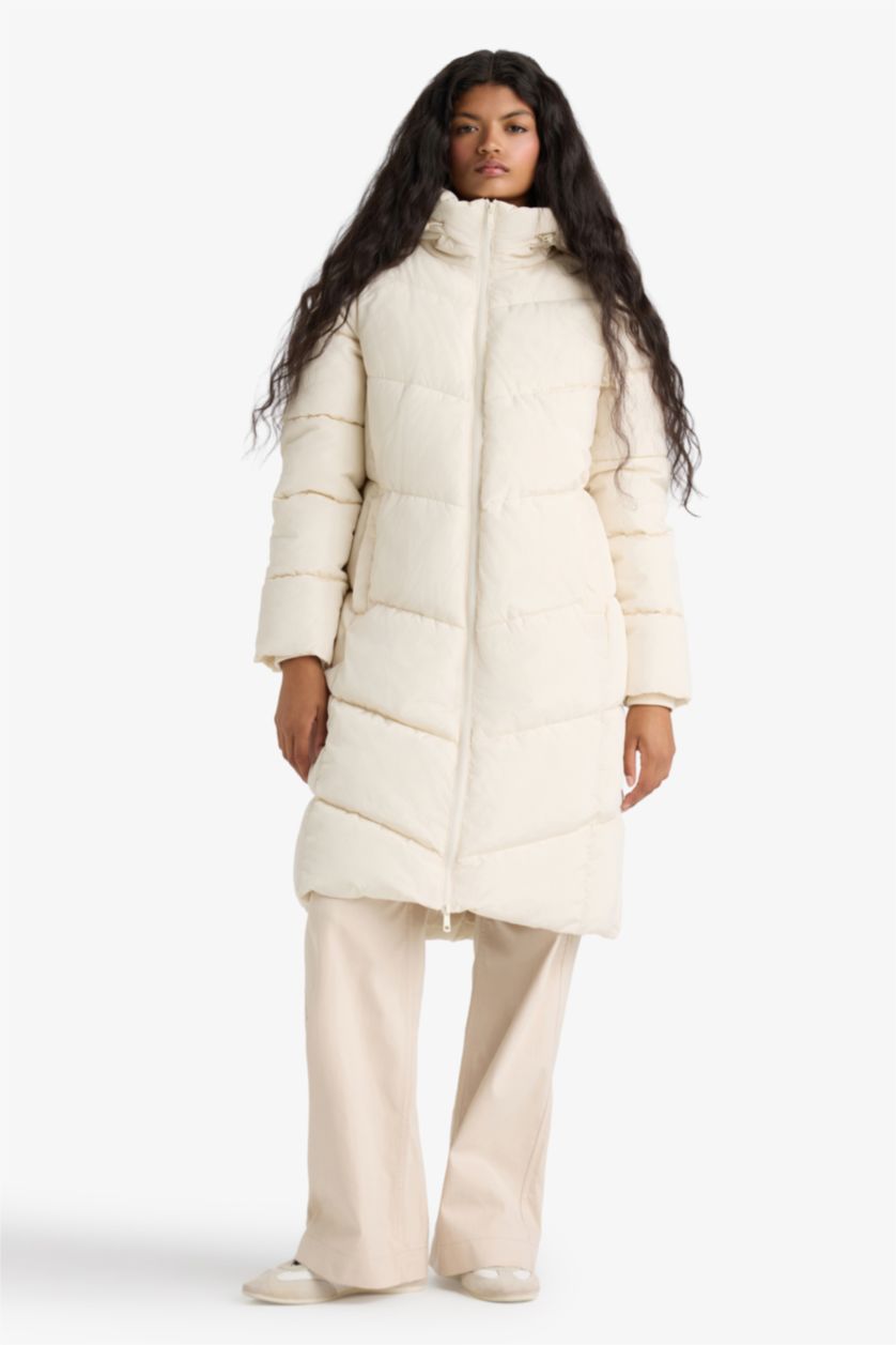 Женщины Бежевый Водонепроницаемая парка Regular Fit с капюшоном