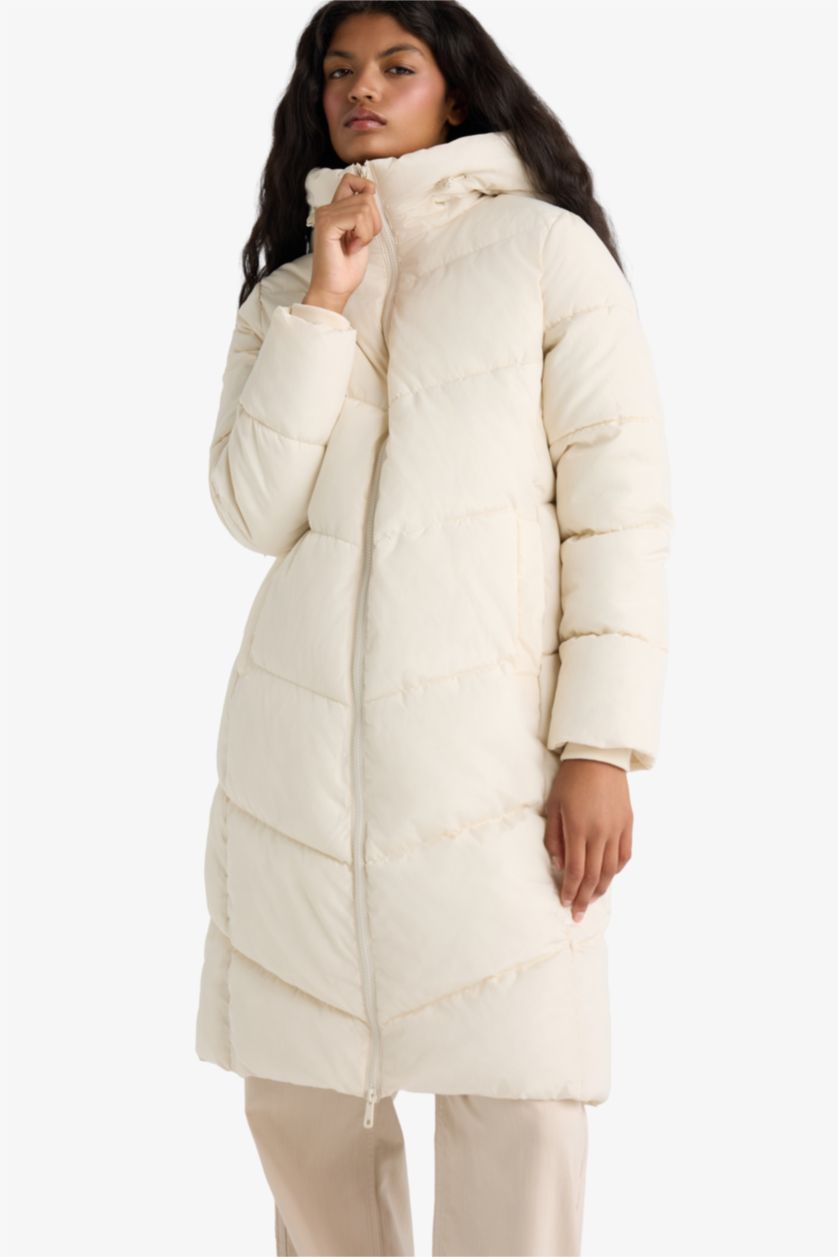 Женщины Бежевый Водонепроницаемая парка Regular Fit с капюшоном