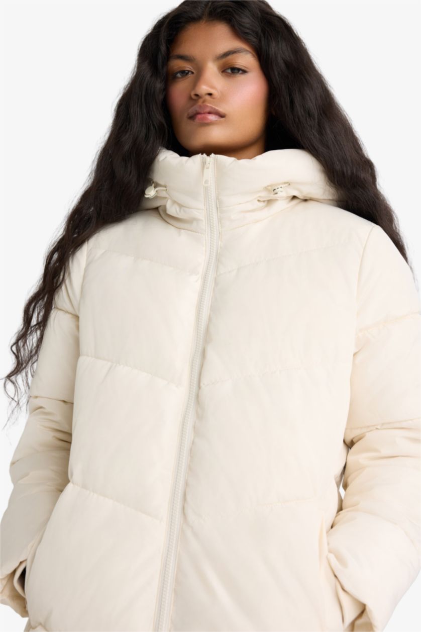 Женщины Бежевый Водонепроницаемая парка Regular Fit с капюшоном