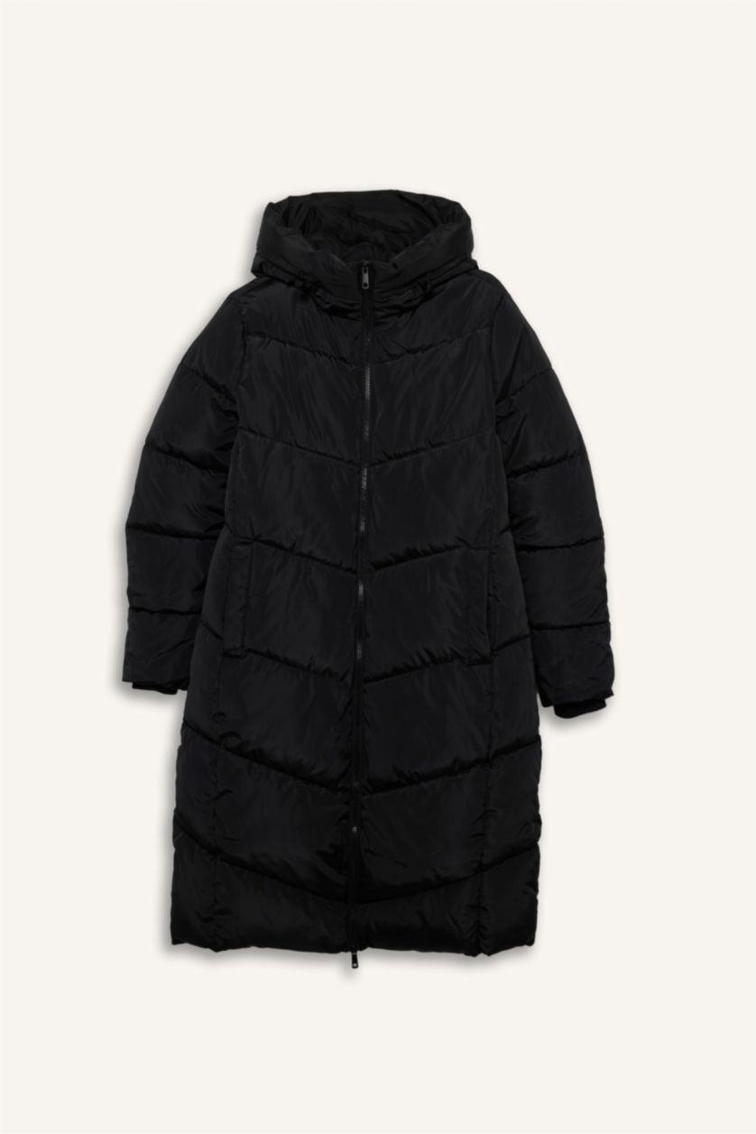 Женщины Черный Водонепроницаемая куртка парка с капюшоном Regular Fit