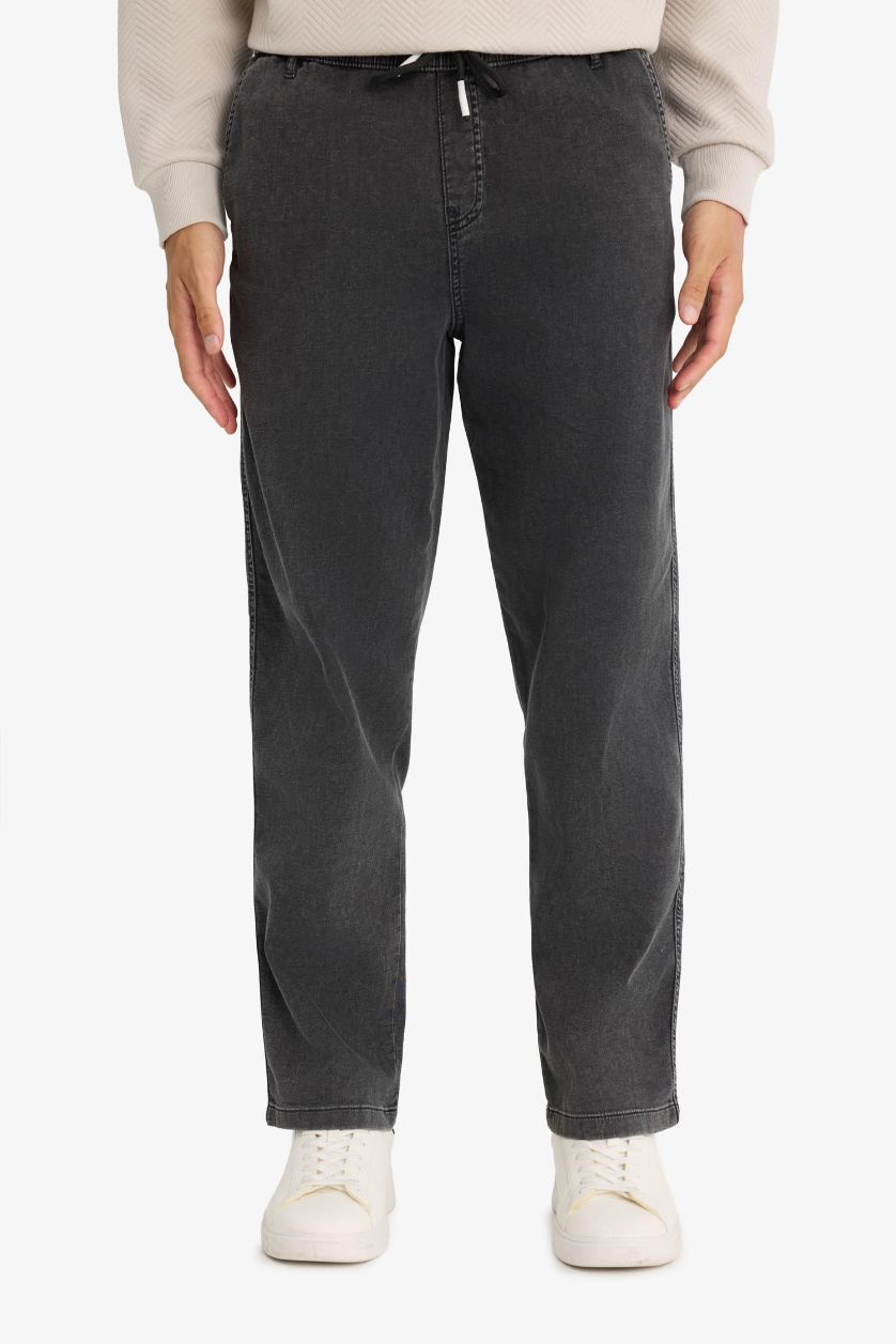 رجالي أنثرا بنطلون جينز وايد ليج صيفي برجل واسع وخصر مطاطي