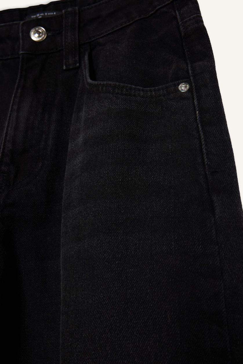 WOMAN Black Baggy Fit High Waist Straight Leg Jeans