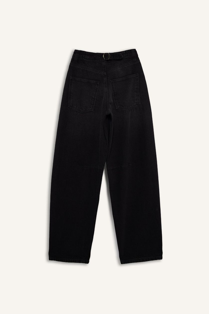 WOMAN Black Baggy Fit High Waist Straight Leg Jeans