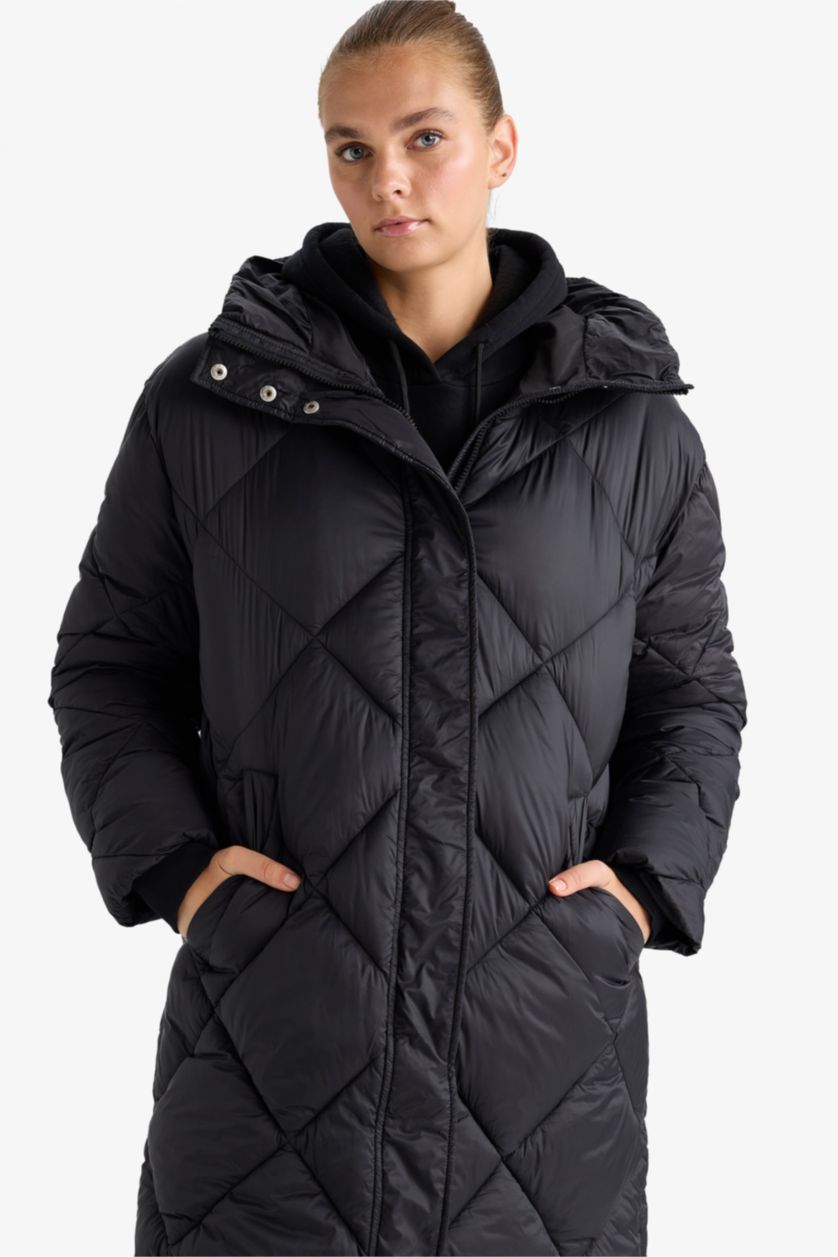 Женщины Черный Куртка с капюшоном