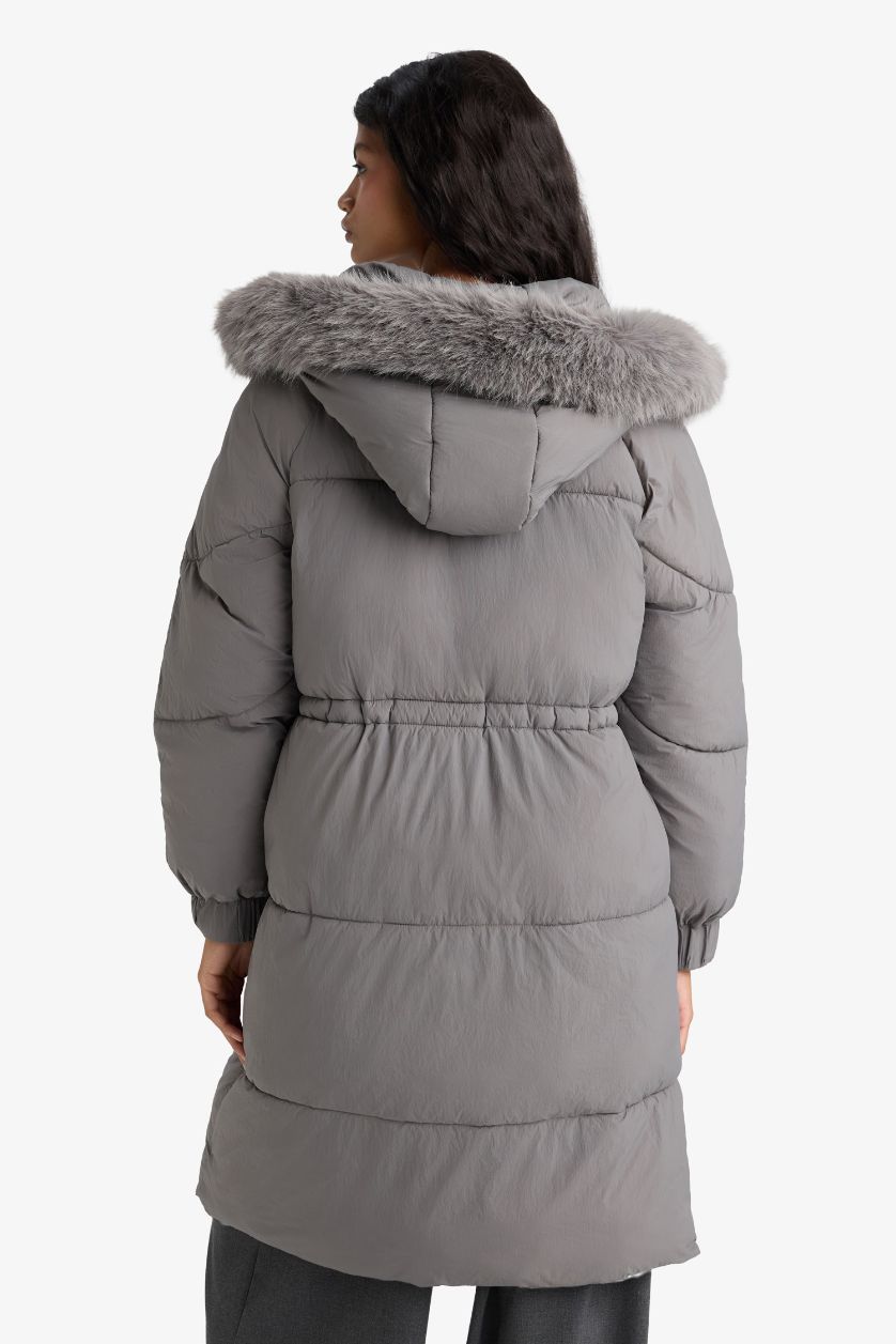 Woman Grey Waterproof Regular Fit Coat