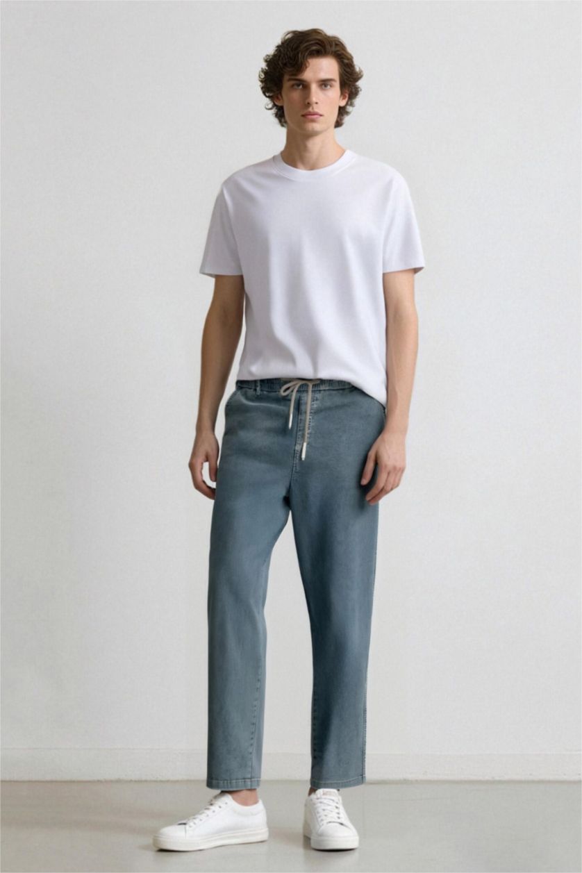 رجال أزرق فاتح Wide Leg Trousers