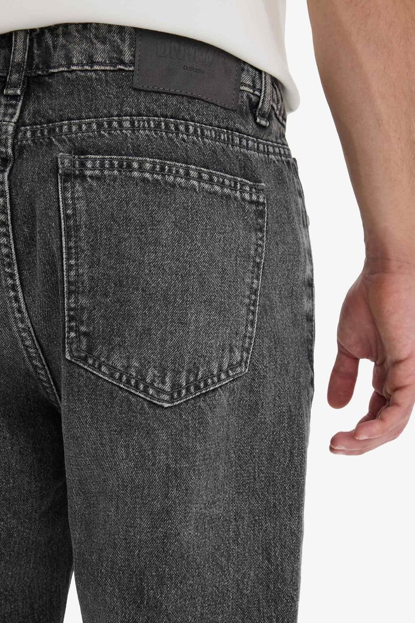 رجال رمادي بنطلون جينز سليم فيت بقالب ضيق وخصر عالي