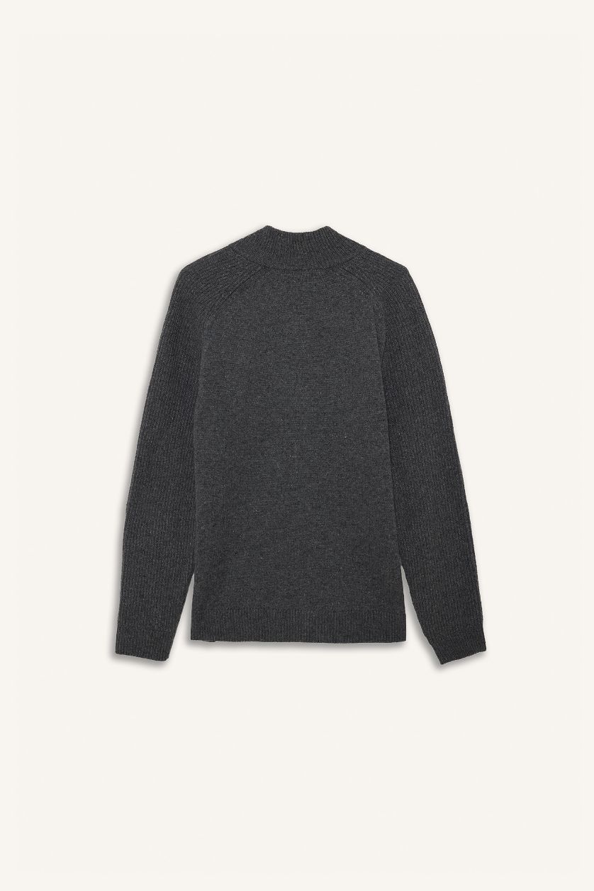 MAN Anthracite Standard Fit Turtleneck Knitwear Cardigan