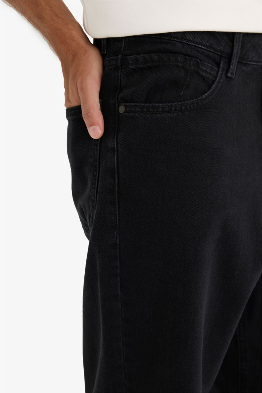 MAN Black Baggy Fit Wide Leg Jeans