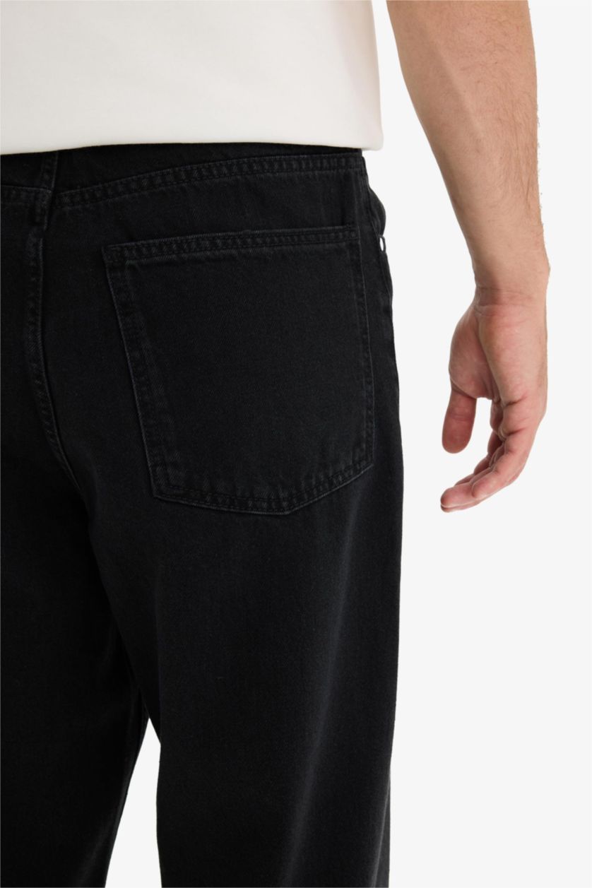 MAN Black Baggy Fit Wide Leg Jeans