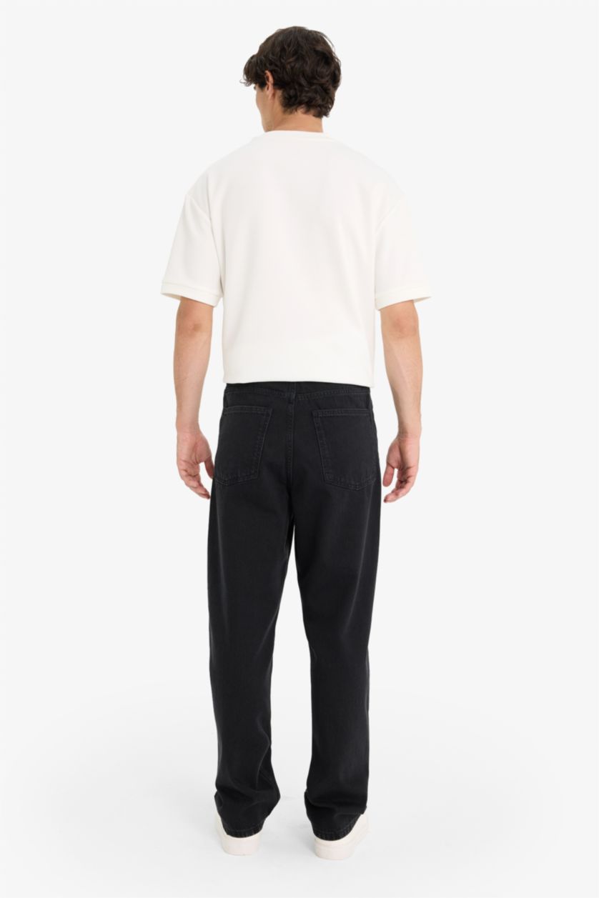 MAN Black Baggy Fit Wide Leg Jeans