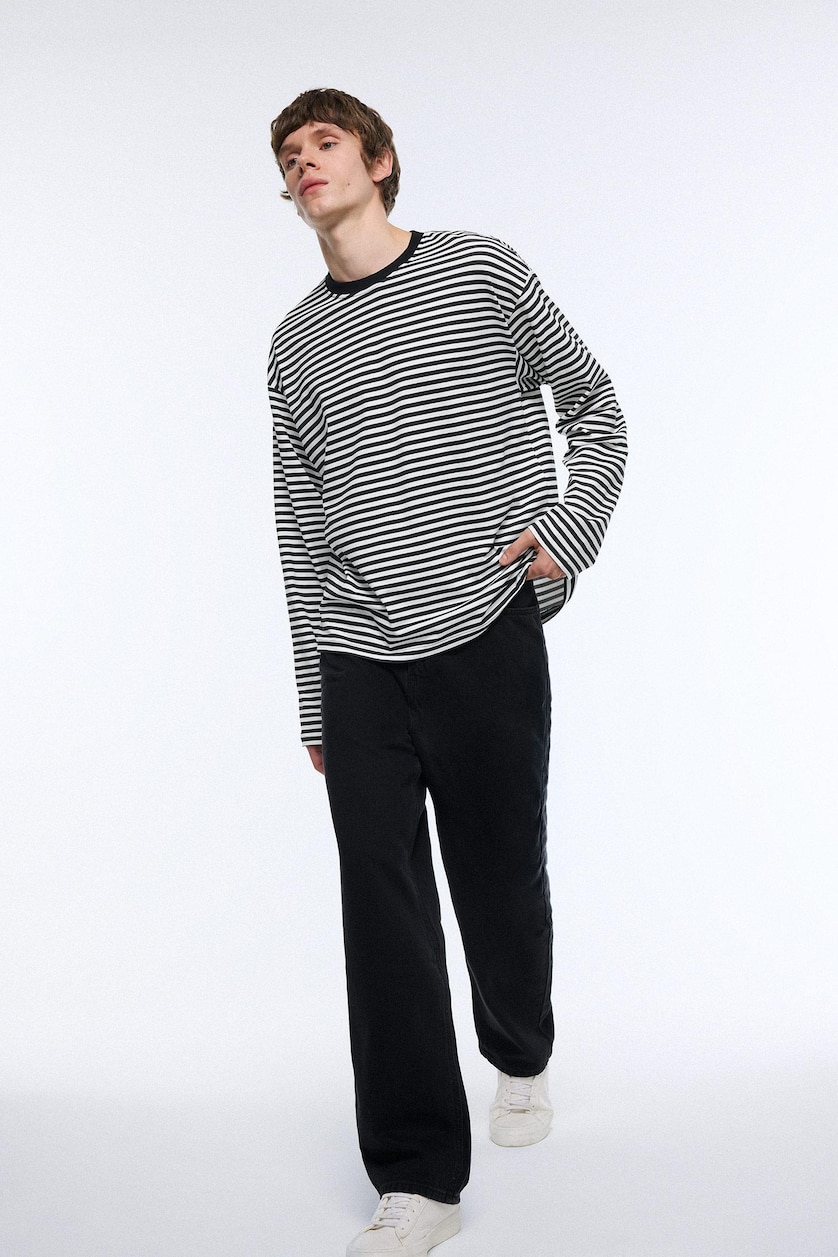 MAN Black Baggy Fit Wide Leg Jeans