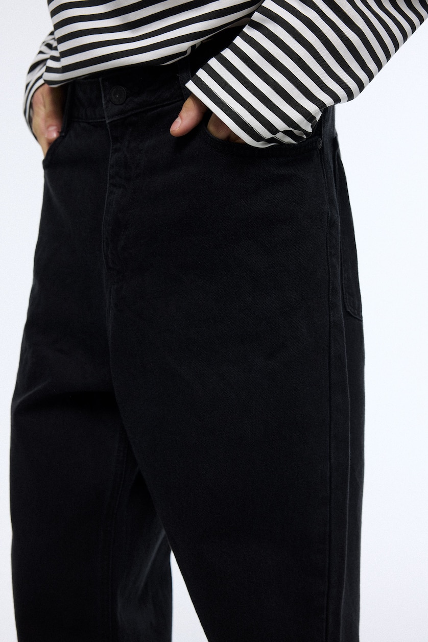 MAN Black Baggy Fit Wide Leg Jeans