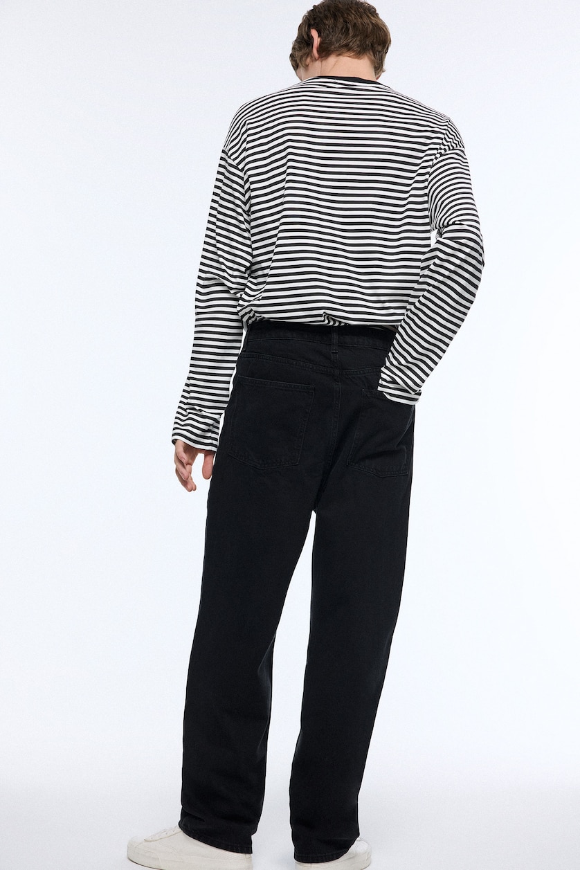 MAN Black Baggy Fit Wide Leg Jeans