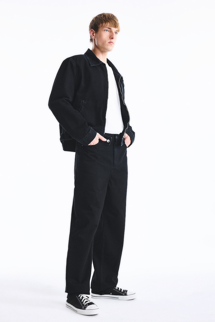 رجال أسود سروال جينز باجي واسع