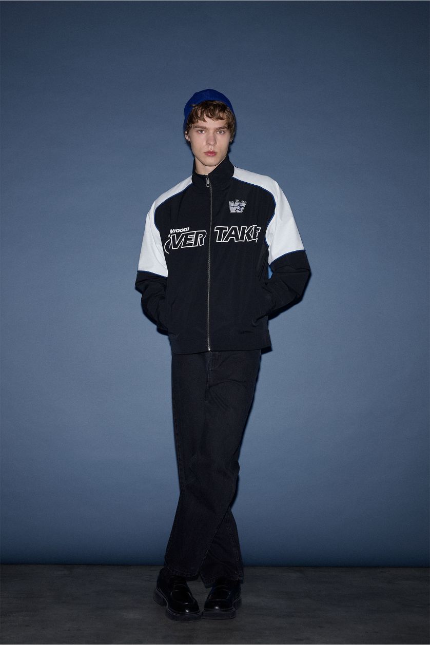 رجالي أسود بنطلون جينز باجي فيت برجل واسع