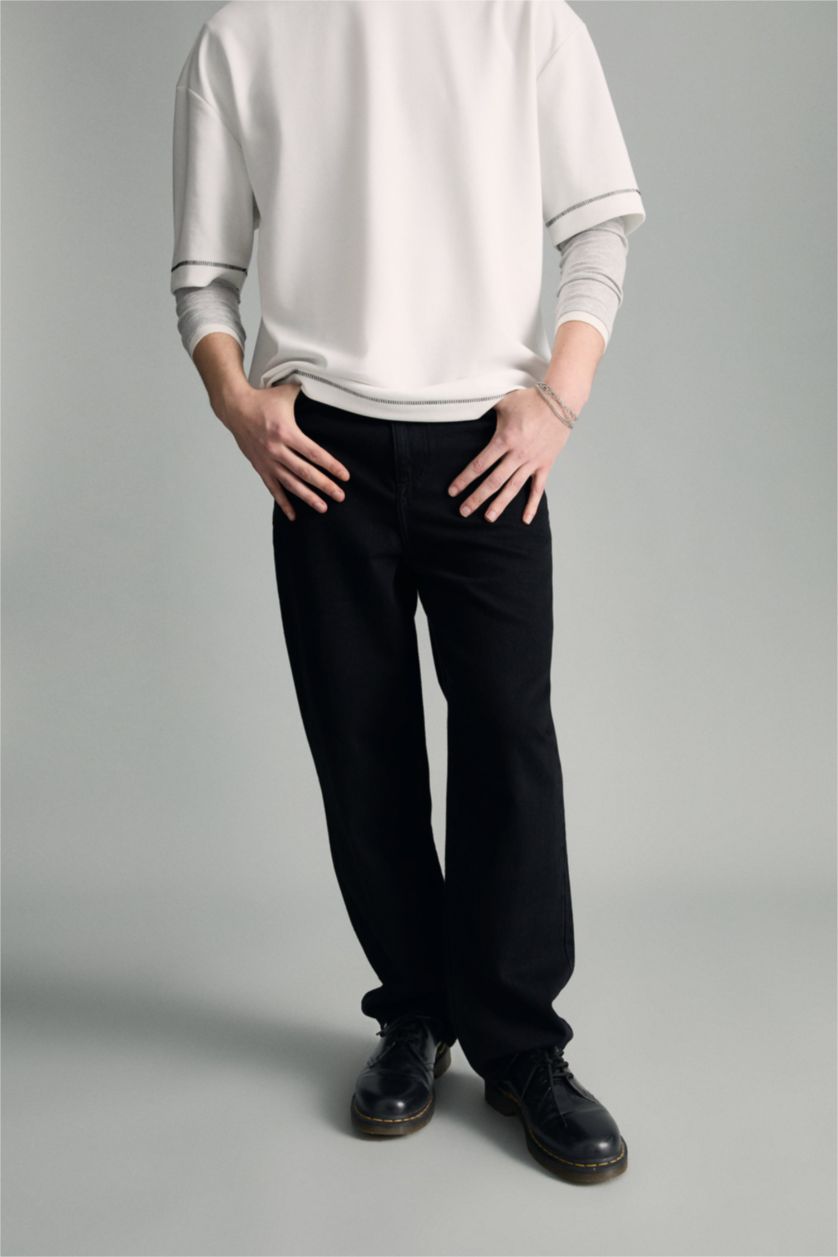 Erkek Siyah Baggy Fıt Jean Pantolon