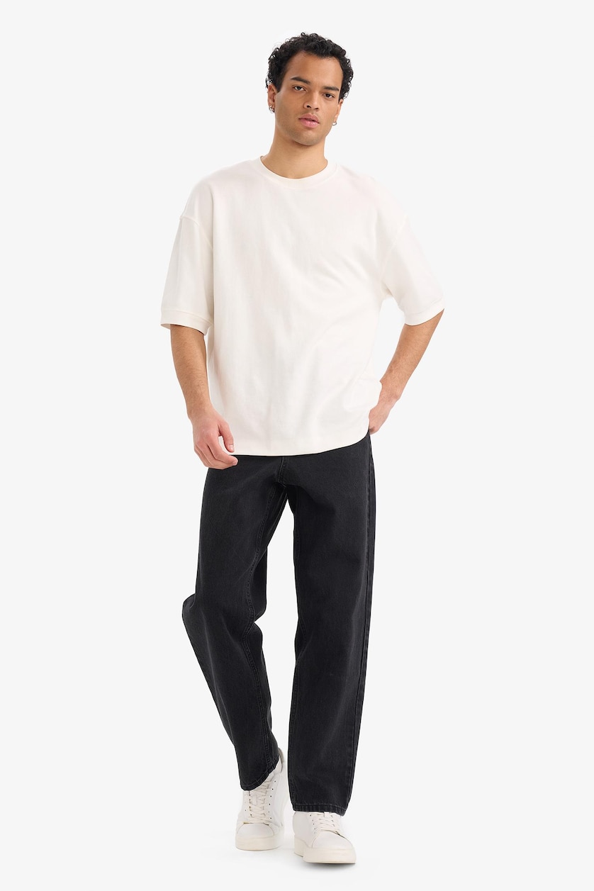 MAN Black Baggy Fit Wide Leg Jeans
