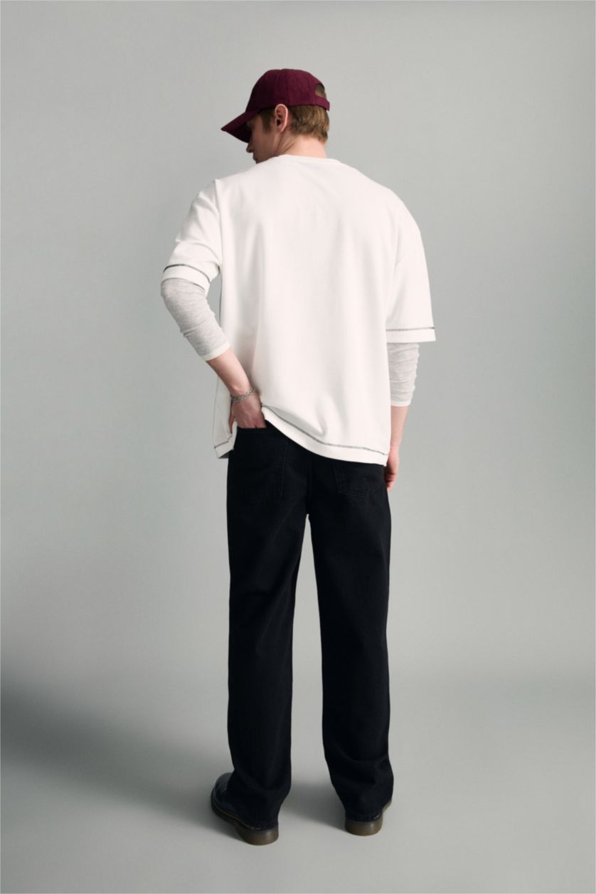 Erkek Siyah Baggy Fıt Jean Pantolon