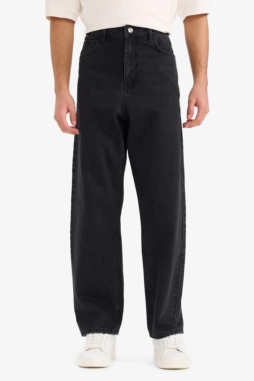 MAN Black Baggy Fit Wide Leg Jeans