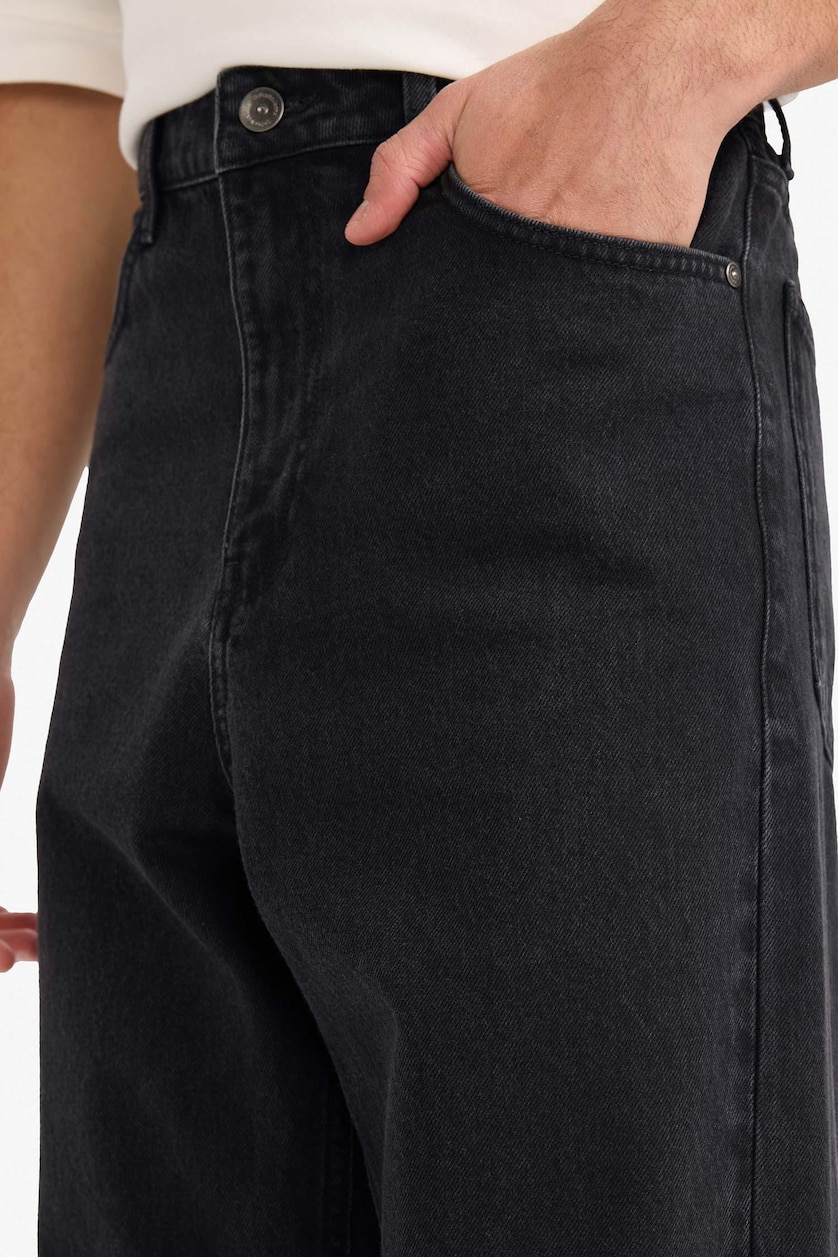 MAN Black Baggy Fit Wide Leg Jeans