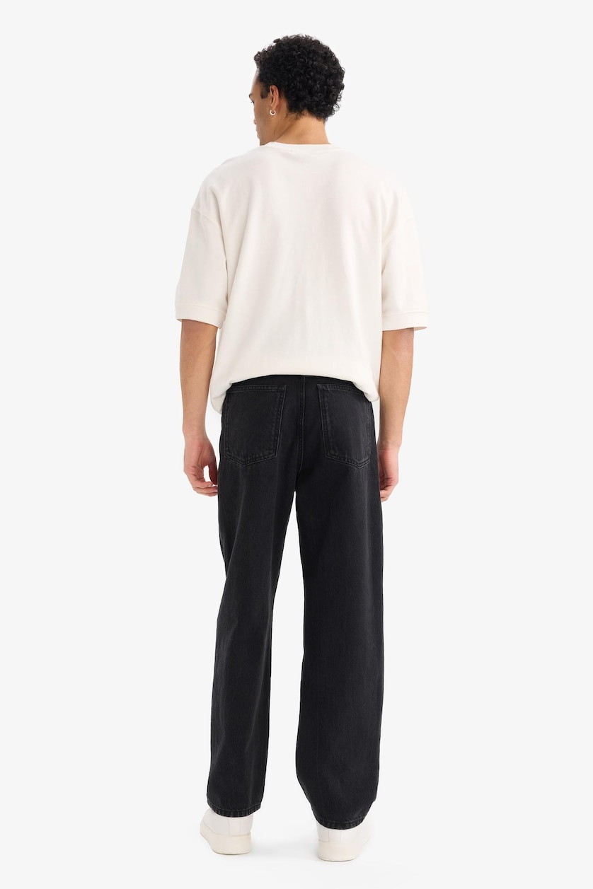 MAN Black Baggy Fit Wide Leg Jeans