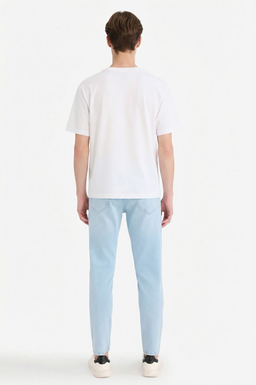 رجال أزرق فاتح بنطرون جينز بيدرو سليم فيت برجل ضيق