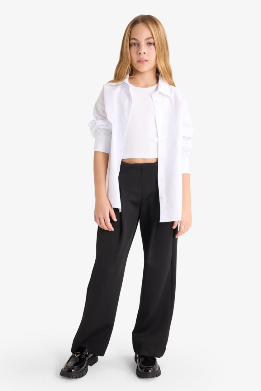 GIRLS & TEENS Black Girl Relax Fit Scuba Fabric Trousers